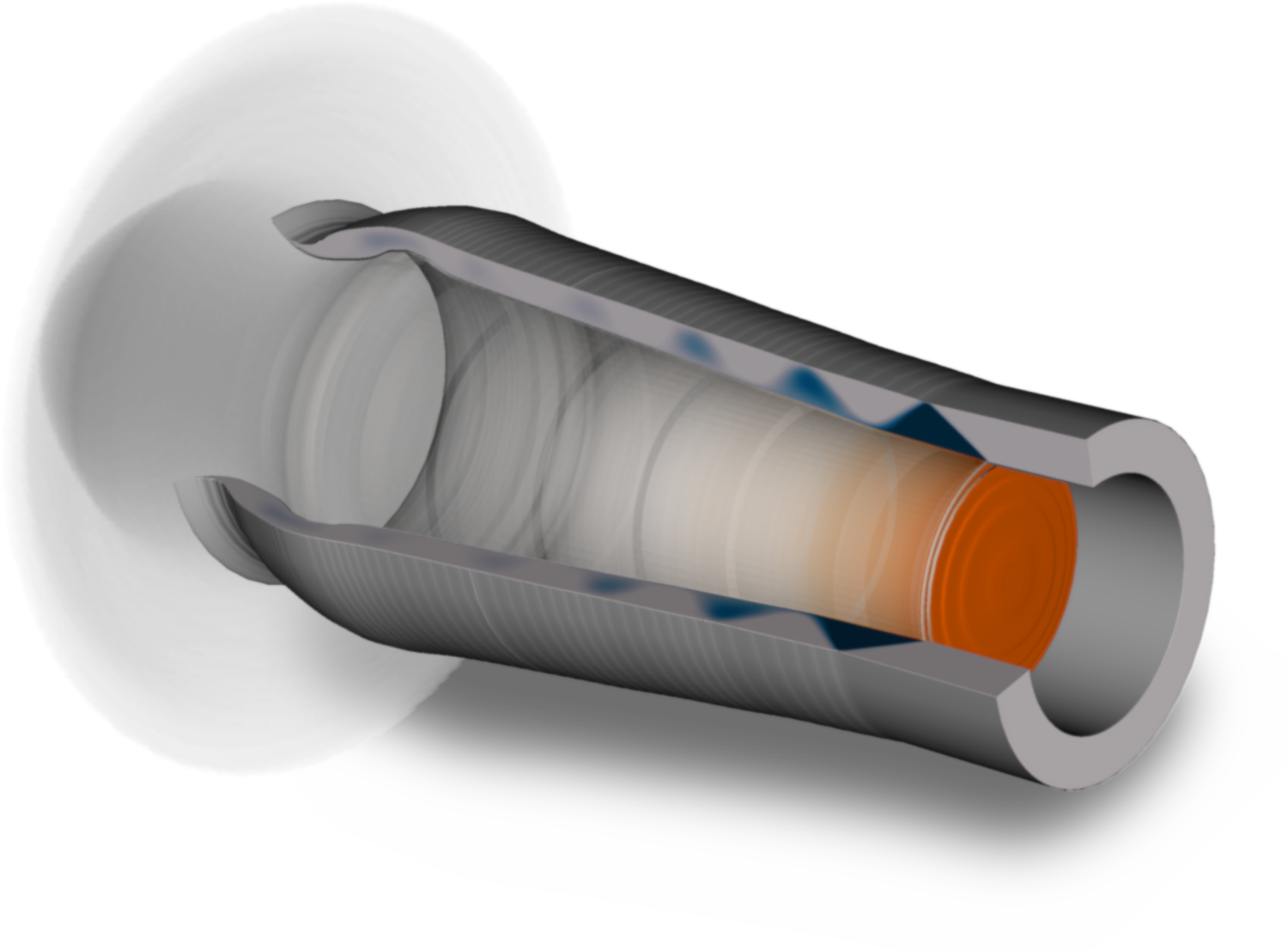 Simulation of detonation wave travelling through high explosive and two-way interaction with confining material
